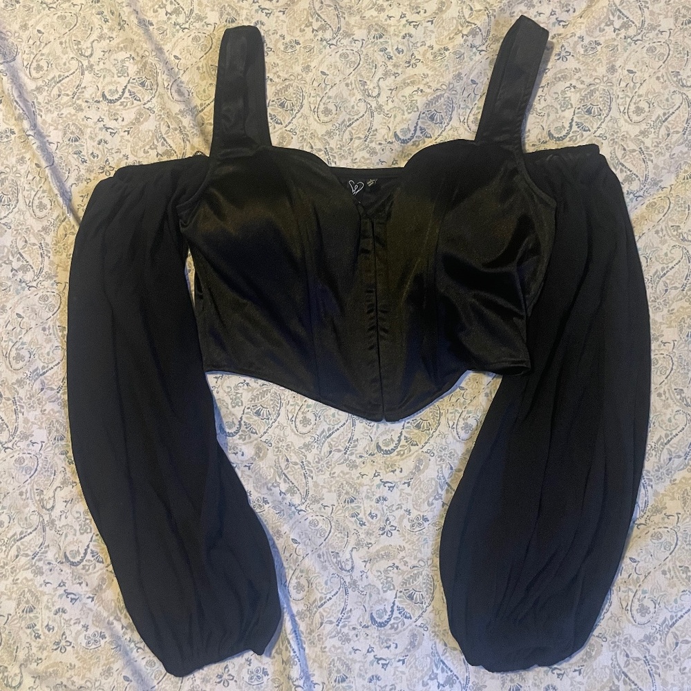 Plus Size Windsor Off the Shoulder Black Corset Top